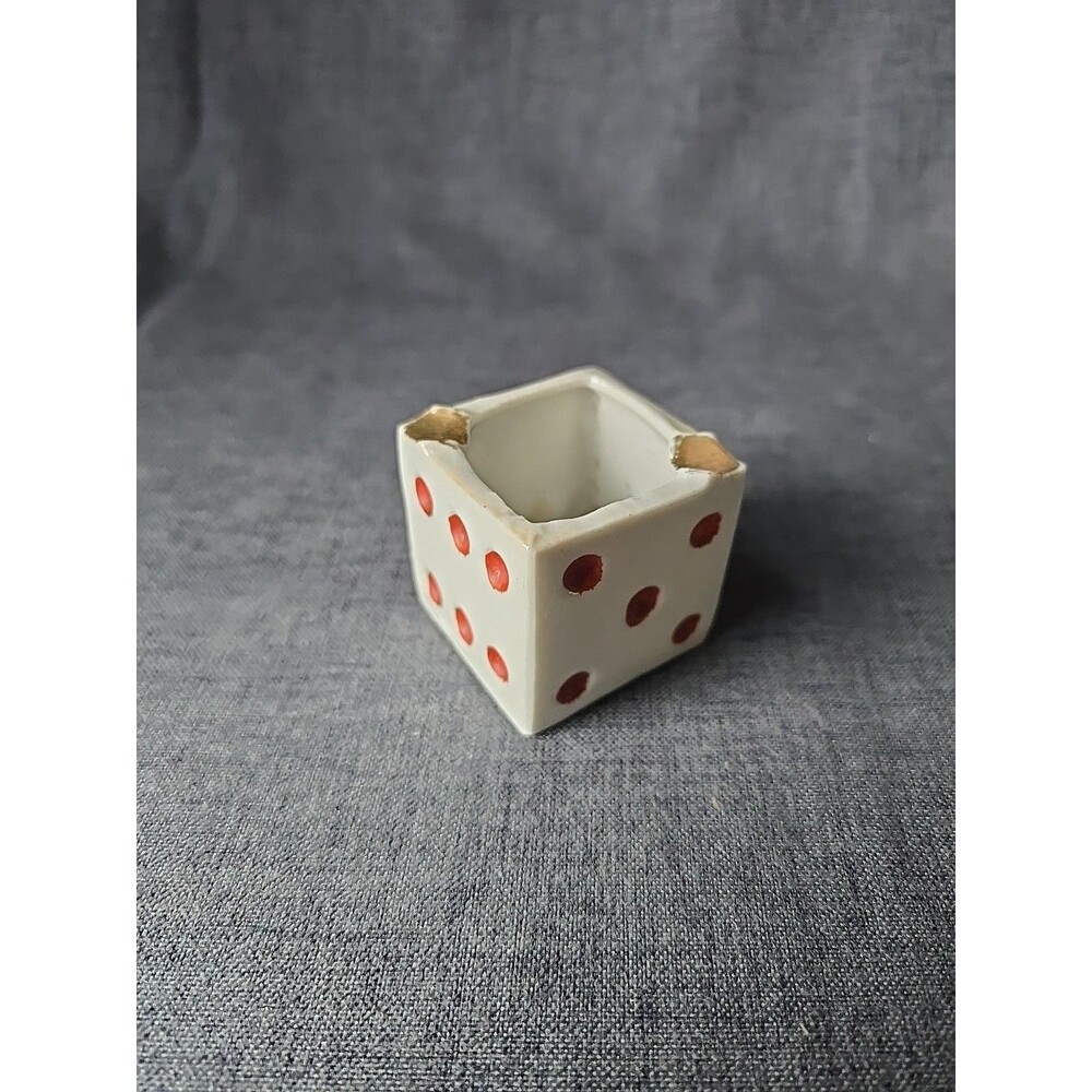 Vintage Handmade Porcelain Bisque Dice Ashtray Made in JAPAN Vegas Man Cave Deco